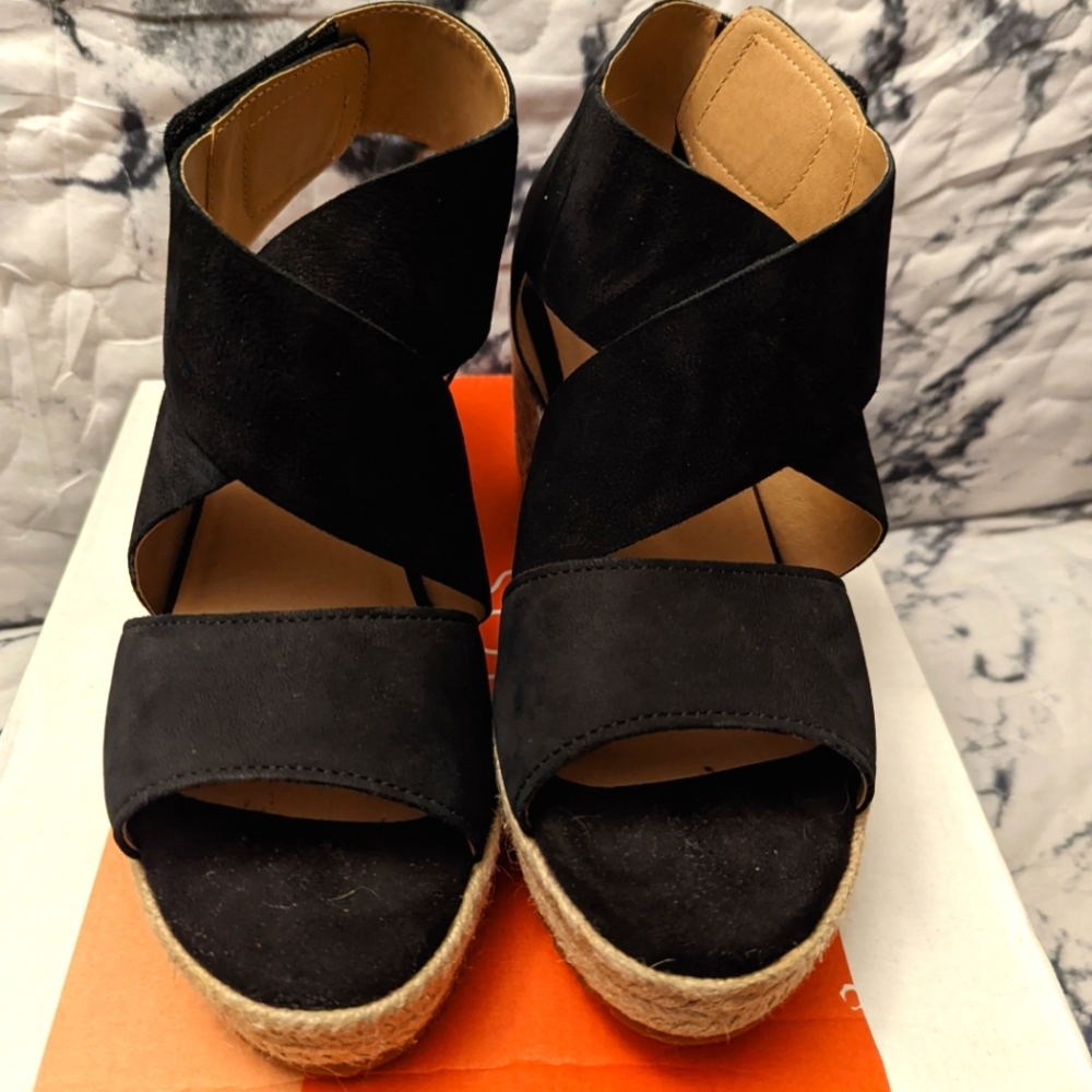 SOUL Naturalizer Black Espadrille Wedge Sandals